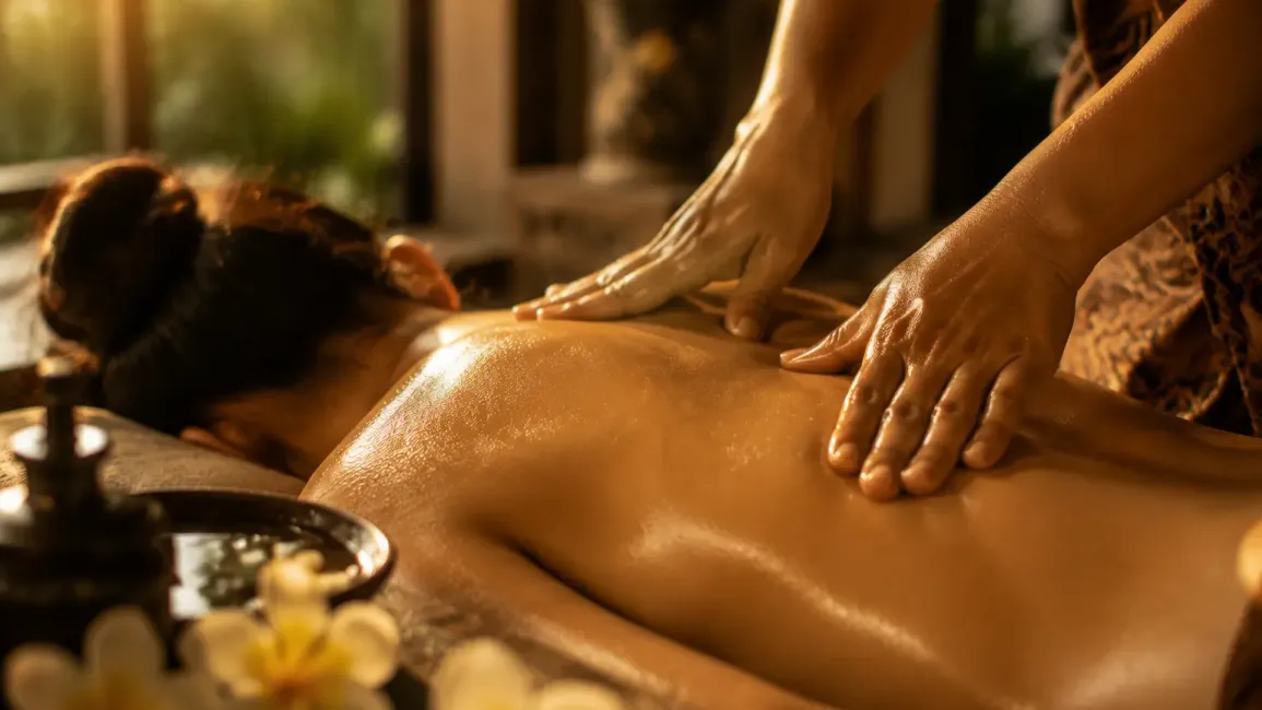 therapist do massage treatment in villa bali