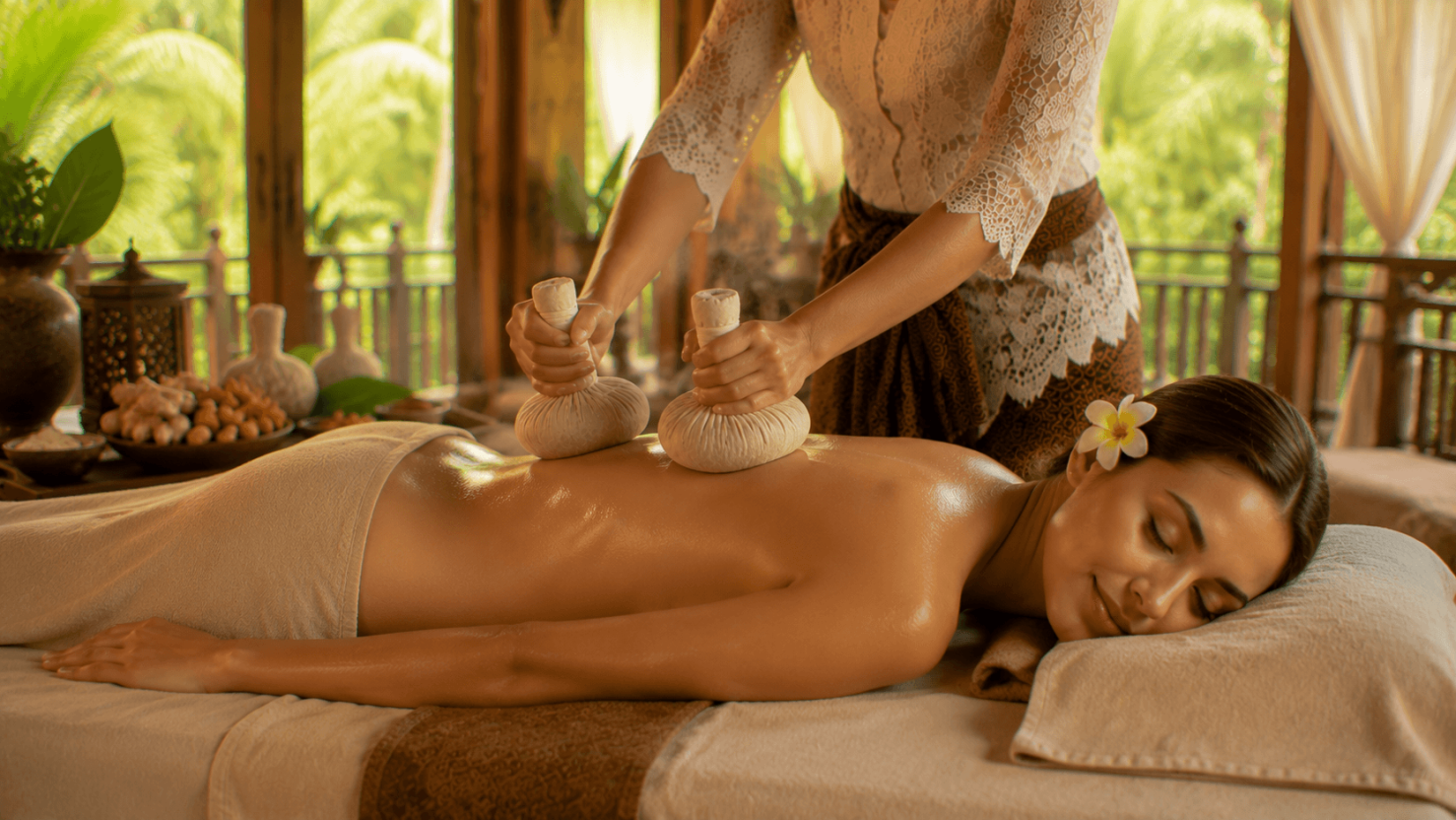 Herbal massage treatment in villa bali